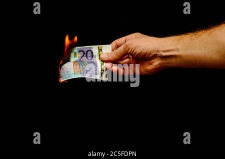 Europäische Euro Banknote Geld Währung und Rechten Stockfoto