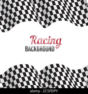 Hintergrund mit schwarz-weiß karierte Rennflagge. Vektorgrafik. Stock Vektor