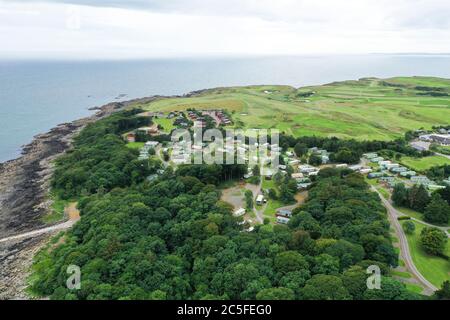 Luftdrohnenaufnahme von Brighouse Bay Caravan Park Dumfries und Galloway Stockfoto