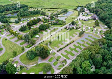 Luftdrohnenaufnahme von Brighouse Bay Caravan Park Dumfries und Galloway Stockfoto