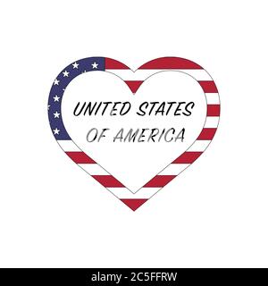 Die Vereinigten Staaten von Amerika Flagge im Herzen. Ich liebe mein Land in den USA. Vektordarstellung auf weißem Hintergrund isoliert. Stock Vektor