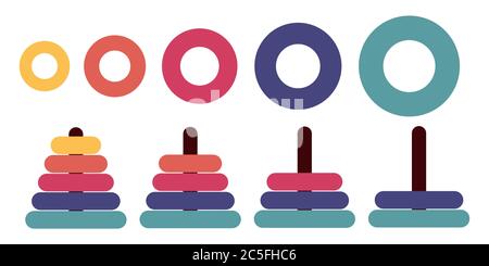 Spielzeug Pyramide auf weißem Hintergrund. Elemente für Kindertag. Abbildung des Stock Vectors. Stock Vektor