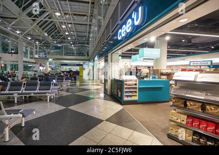 MÜNCHEN, DEUTSCHLAND - CA. JANUAR 2020: Innenaufnahme des Münchner Flughafens. Stockfoto