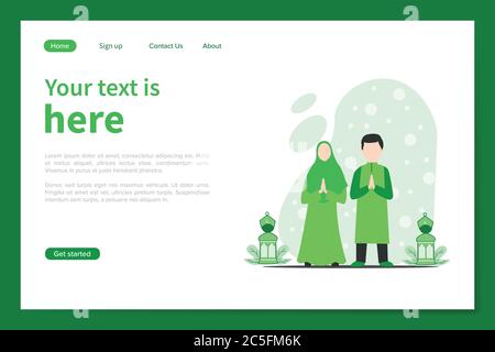 Saudischer Mann und traurige Frau in islamischer Hijab-Kleidung Stock Vektor