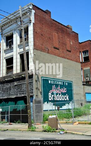 Historische Stahlstadt braddock Pa 10 Meilen Fluss von pittsburgh Stockfoto