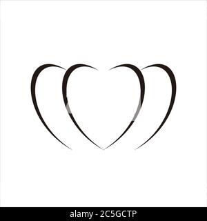 Herz-Symbol. Herz-Symbol schwarz isoliert mit weißem Hintergrund. Herzsymbol ertönt. Herz-Symbol-Bild. Logo mit Herzsymbol. Symbol Herz. Herz Symbol flach. Stock Vektor