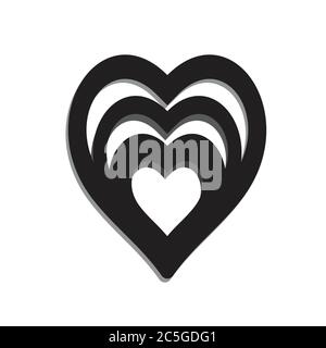 Herz-Symbol. Herz-Symbol schwarz isoliert mit weißem Hintergrund. Herzsymbol ertönt. Herz-Symbol-Bild. Logo mit Herzsymbol. Symbol Herz. Herz Symbol flach. Stock Vektor