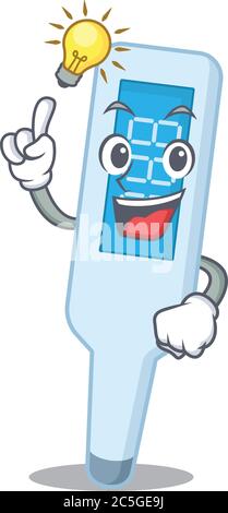 Genius Digital Thermometer Mascot Charakter hat eine Idee Geste Stock Vektor