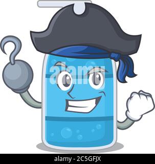 Handwäsche Gel Cartoon-Design in einem Piraten-Charakter mit einer Hakenhand Stock Vektor