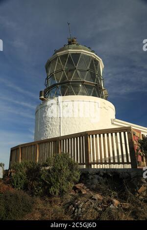Nahaufnahme des Leuchtturms Nugget Point in South Otago Neuseeland mit neuem Zaun Stockfoto