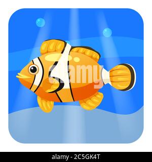 Cute Tropical Fisch Clown im Meer, Meer, Cartoon-Stil, Vektor-Illustration, isoliert Stock Vektor