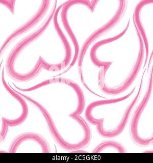 Vektor nahtlose Aquarell-Textur von Herzen, die ineinander fließen. Textur für die Gestaltung von Grußkarten für Hochzeitseinladungen oder Süßigkeiten Stock Vektor
