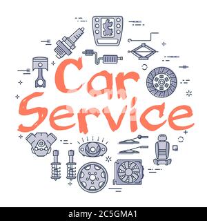 Vektorlinie rund Banner mit Text Car Service Stock Vektor
