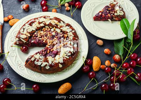 Lecker amerikanischen hausgemachten Kirschkuchen.Kirsche Galette.Sommer Obstkuchen Stockfoto
