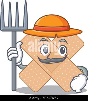 Bauer Cross Verband Maskottchen Design arbeiten mit einem Hut Stock Vektor