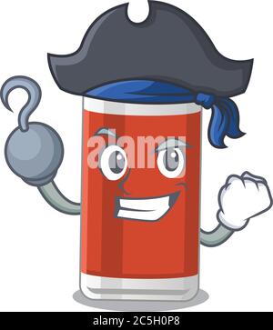 Ein Haken Hände Pirate Charakter Glas Apfelsaft Cartoon-Design Stock Vektor