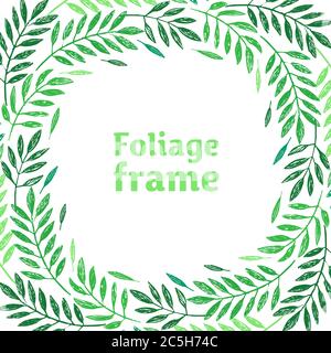 Tropische Palmblätter, Laubkranz, runder Rahmen. Vektorgrafik. Tropischer Dschungel Palme Hintergrund. Einladungsvorlage, Grußkarte templ Stock Vektor