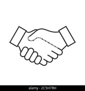Symbol für Handshake-Linie. Grußgeste. Machen Sie ein gutes Geschäft. Zusammenarbeit, Freundschaft, Vertrag, Partnerschaft, Vertragskonzept. Schwarzer Umriss Stock Vektor