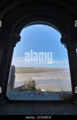 Blick vom Mont-Saint-Michel, Normandie, Frankreich Stockfoto