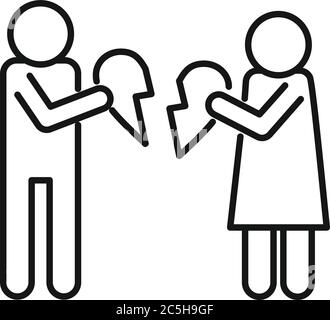Symbol für Familienscheidung. Umriss Familie Scheidung Vektor-Symbol für Web-Design isoliert auf weißem Hintergrund Stock Vektor