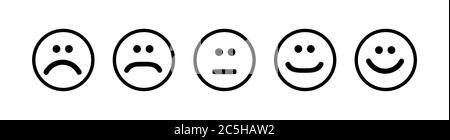 Set von flachen Emoticons auf weißem Hintergrund. Glückliche oder wütende Emotion , Stock Vektor