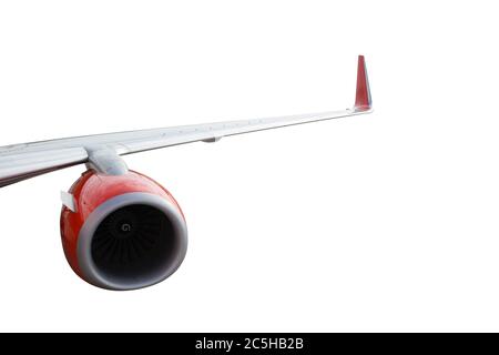 Flugzeug oder Flugzeug Flügel mit Single Jet-Motor isoliert auf weißem Hintergrund mit Clipping-Pfad. Stockfoto