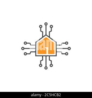 Moderne Smart House Technologie Logo Vektor Design Vorlage Illustration Stock Vektor