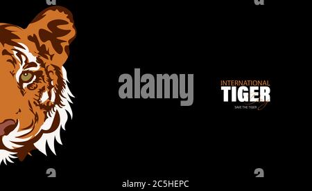 Vektor-Illustration des Internationalen Tiger Day 29. Juli, eine jährliche Feier, um das Bewusstsein für den Schutz der Tiger zu erhöhen. Stock Vektor