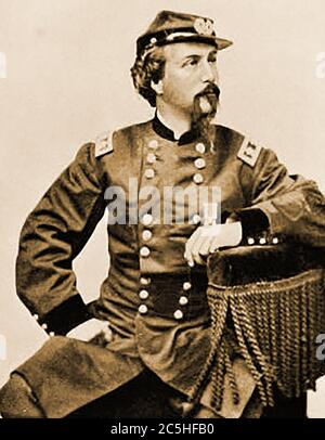 Ein fotografisches Porträt von Major General Frank Wheaton aus dem Jahr 1865. ---Frank (Francis) Wheaton ( 1833 – 1903) (Chirurg) war ein Karriere-Militäroffizier in der Armee während des amerikanischen Bürgerkrieges und in den Indianerkriegen. Er war während der Garza-Revolution militärischer Kommandant über Südtexas. Stockfoto
