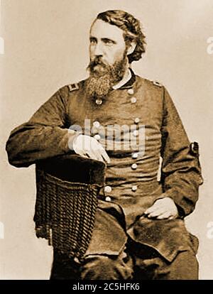 Ein 1865 fotografisches Porträt von Brevet Brigadier-General J. Warren Keifer. Joseph Warren Keifer ( 1836 – 1932) war ein großer General während des Spanisch-Amerikanischen Krieges, kämpfte im amerikanischen Bürgerkrieg und war ein prominenter US-Politiker in den 1880er Jahren, diente als Sprecher des US-Repräsentantenhauses. Er war Anwalt. Nach seiner militärischen Karriere veröffentlichte er am 12. Mai 1899 Sklaverei und vier Jahre Krieg Stockfoto