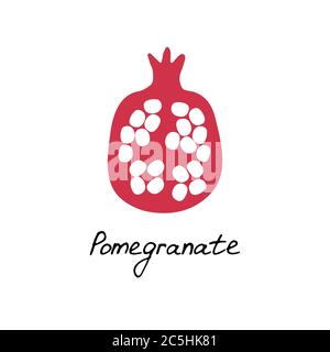 Handgezeichnetes Granatapfel-Symbol. Granatlogo für Print und Web. Vektorgrafik. Stock Vektor
