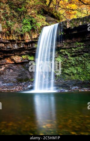 Lady Falls (Sgwd Gwladys) Wasserfall Reiseziel auf dem Elidir Trail im Brecon Nationalpark Wales UK Stockfoto