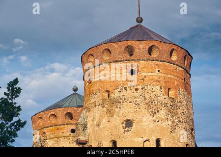 Olavinlinna Festung Burg eine der berühmtesten und alten Wahrzeichen in Finnland, Savonlinna. Stockfoto