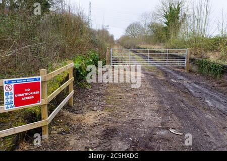 WINSLOW, Großbritannien – 22. Februar 2020. Verney Junction, Baustelle auf der Strecke der neuen Eisenbahnlinie East West Rail zwischen Oxford und Bedford Stockfoto