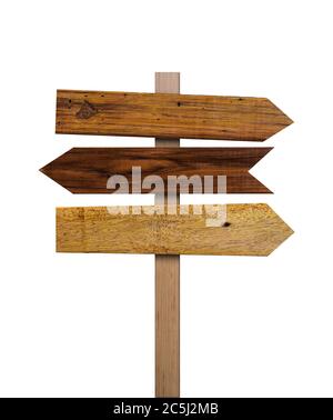 Alt verschiedene Holzschild isoliert auf weißem Grund. Objekt mit Beschneidungspfad. Stockfoto