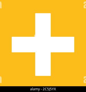 Plus-Symbol. Für Websites und Apps. Bild auf rotem Hintergrund. Vektorgrafik für flache Linien. Stock Vektor