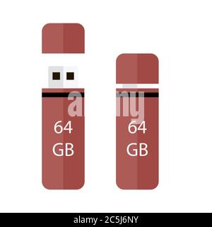 Universal-Flash-Laufwerk auf weißem Hintergrund. Vektor-Illustration in trendigen flachen Stil. ESP 10. Stock Vektor