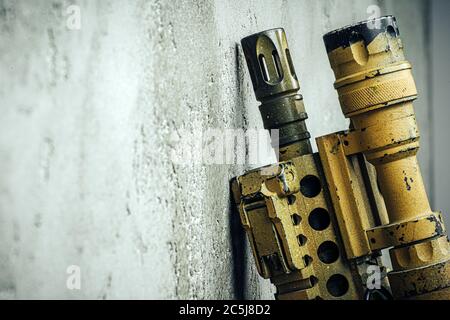 Moderne Waffenserie. US Army Sturmgewehr, Nahaufnahme. Stockfoto