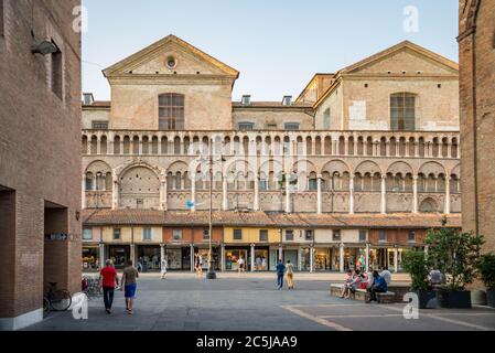 Piazza della Cattedrale der zentrale Platz von Ferrara, Italien Stockfoto