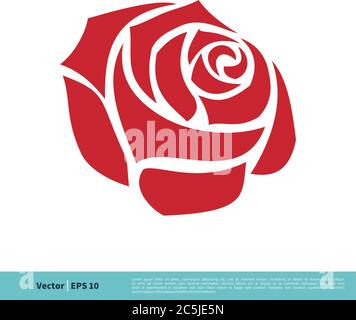 Rote Rose Blume Symbol Vektor Logo Vorlage Illustration Design. Vektor EPS 10. Stock Vektor