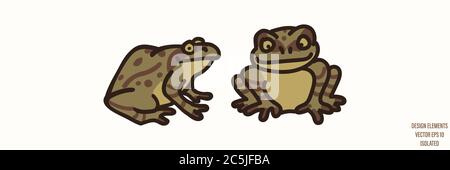 Wald Frosch Geschlecht neutral Baby Illustration Cliparts. Einfache skurrile minimal erdige 2-Ton-Farbe. Kinderzimmer mit Aufdruck oder Cartoon-Tier Stock Vektor