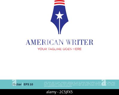 American Pen Icon Vektor Logo Vorlage Illustration Design. Vektor EPS 10. Stock Vektor