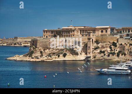 Foto des Fort de Saint Angelo an der bucht von malta Stockfoto