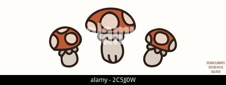Pilz Geschlecht neutral Baby Illustration Cliparts. Einfache skurrile minimal erdige 2-Ton-Farbe. Kinderzimmer mit Aufdruck oder Cartoon-Tierlinie Stock Vektor