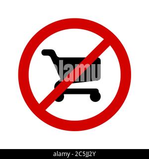 Kein Warenkorb-Schild auf weißem Hintergrund. Vektor-Illustration in trendigen flachen Stil. EPS 10 Stock Vektor