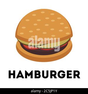 Hamburger auf weißem Hintergrund. Vektor-Illustration in trendigen flachen Stil. ESP 10. Stock Vektor