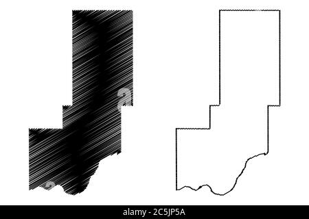 Minidoka County, Idaho (US County, United States of America, USA, US, US) Karte Vektorgrafik, Skizze Skizze Minidoka Karte Stock Vektor