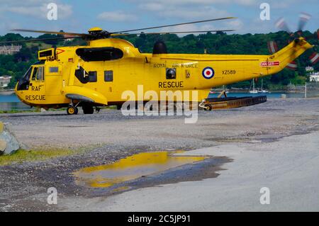 Westland Sea King XZ589, Bangor, Menai Strait, Nordwales. Stockfoto