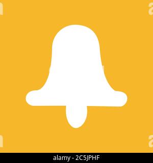 Glockensymbol. Für Websites und Apps. Bild auf gelbem Hintergrund. Vektorgrafik für flache Linien. Stock Vektor