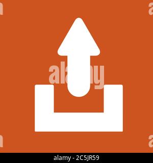 Upload-Symbol in trendigen flachen Stil isoliert auf rotem Hintergrund. Vektorgrafik. Stock Vektor